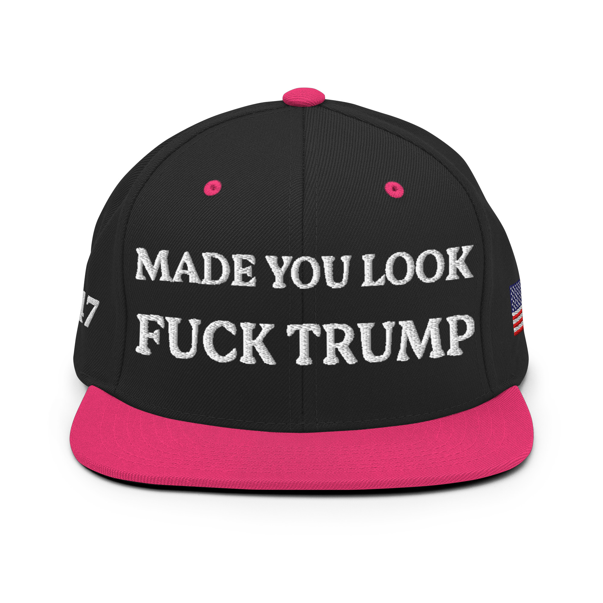classic-snapback-black-neon-pink-front-6aa59eccd562d.jpg Made You Look - F*ck Trump Snapback Hat - Image 2