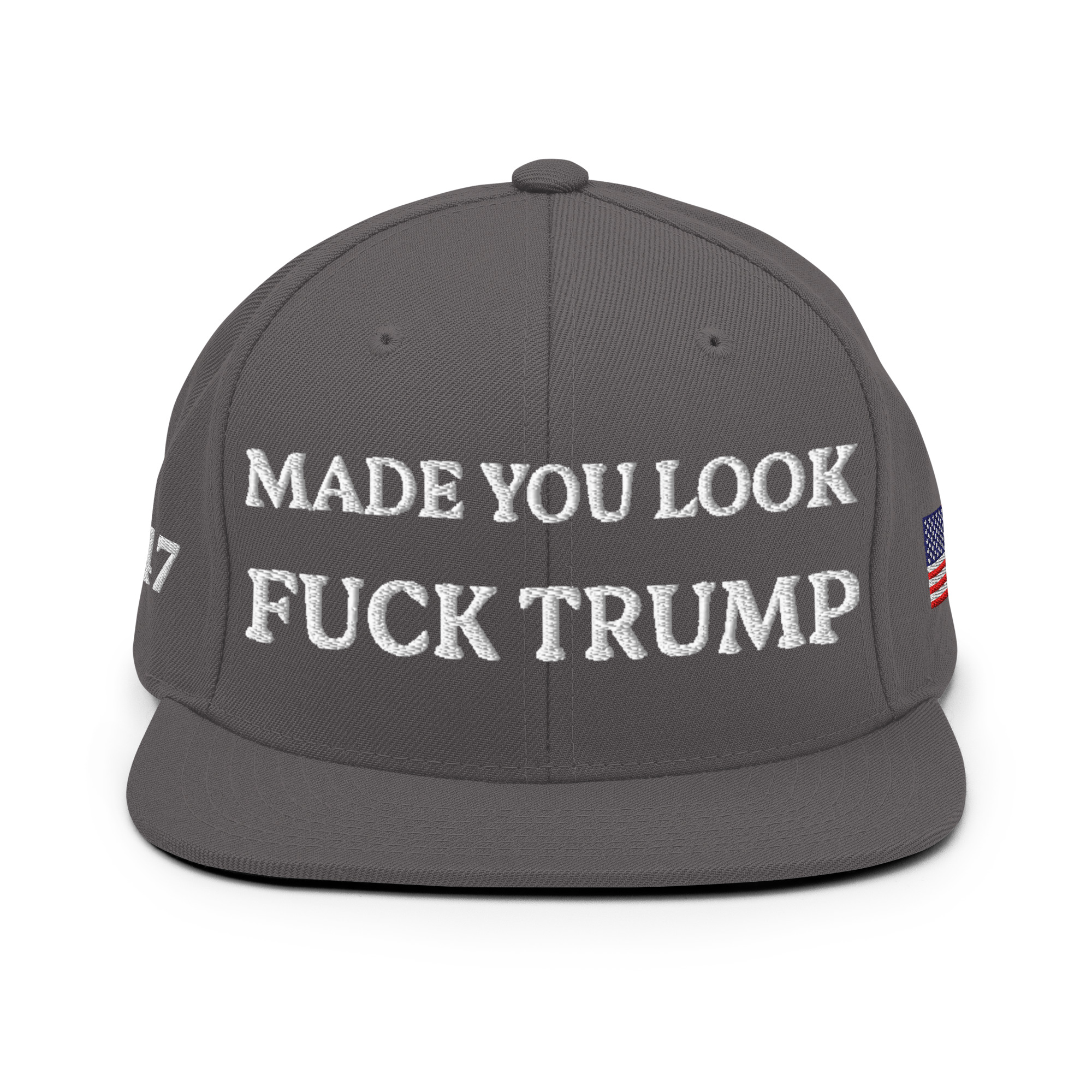 classic-snapback-dark-grey-front-6aa59eccd5746.jpg Made You Look - F*ck Trump Snapback Hat - Image 7
