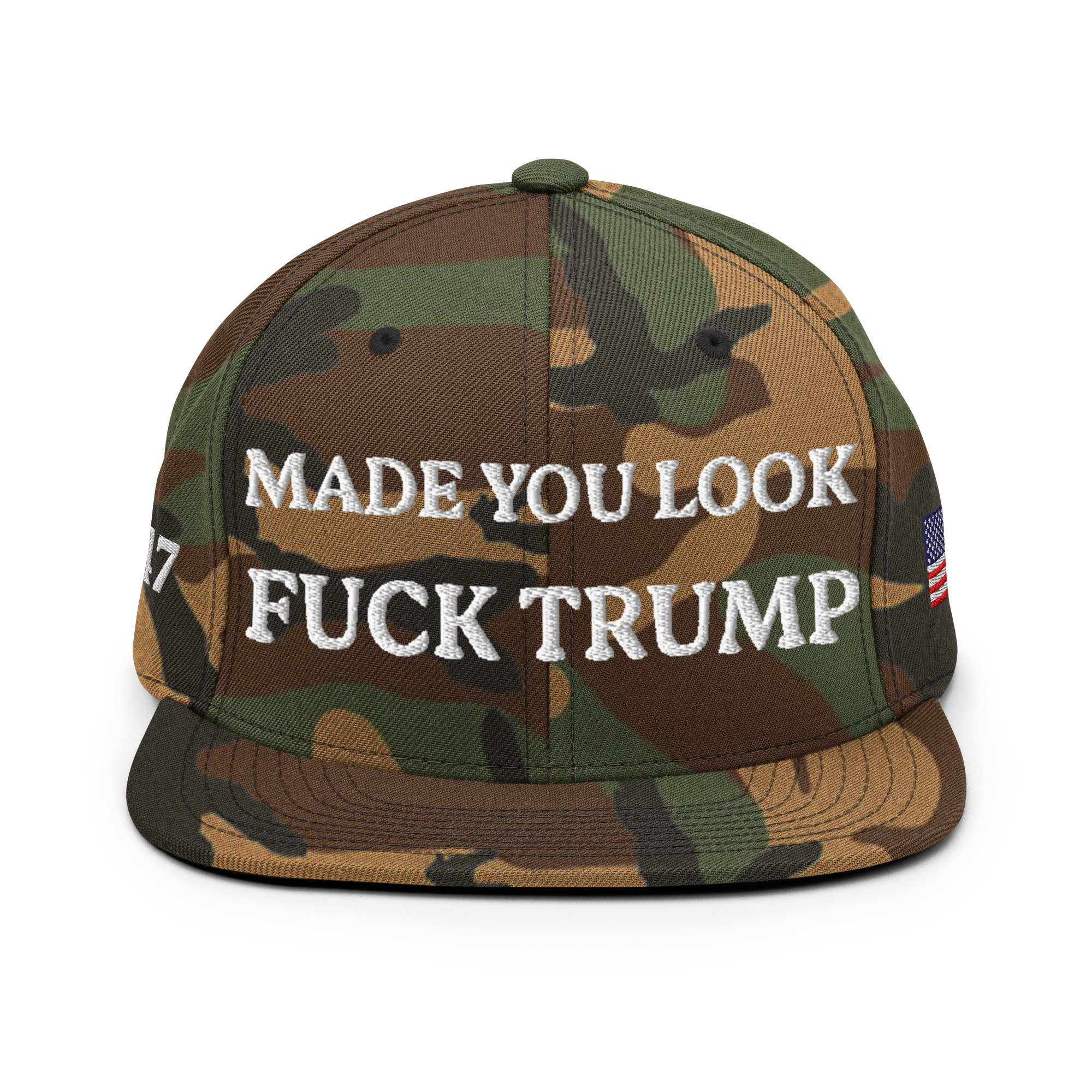 classic-snapback-green-camo-front-6aa59eccd579d.jpg Made You Look - F*ck Trump Snapback Hat - Image 9