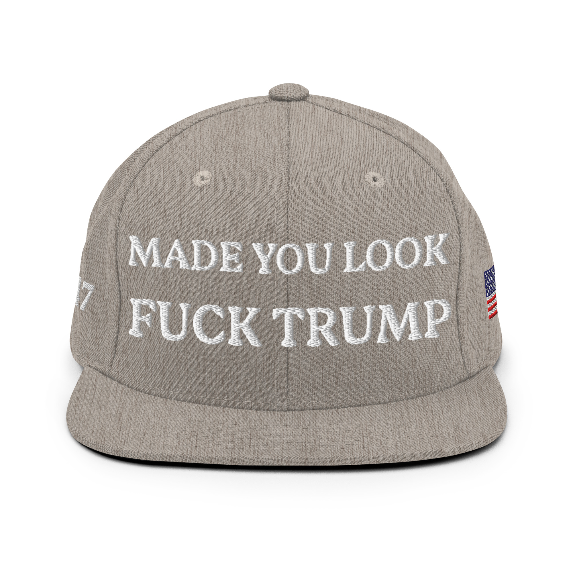 classic-snapback-heather-grey-front-6aa59eccd57ca.jpg Made You Look - F*ck Trump Snapback Hat - Image 10