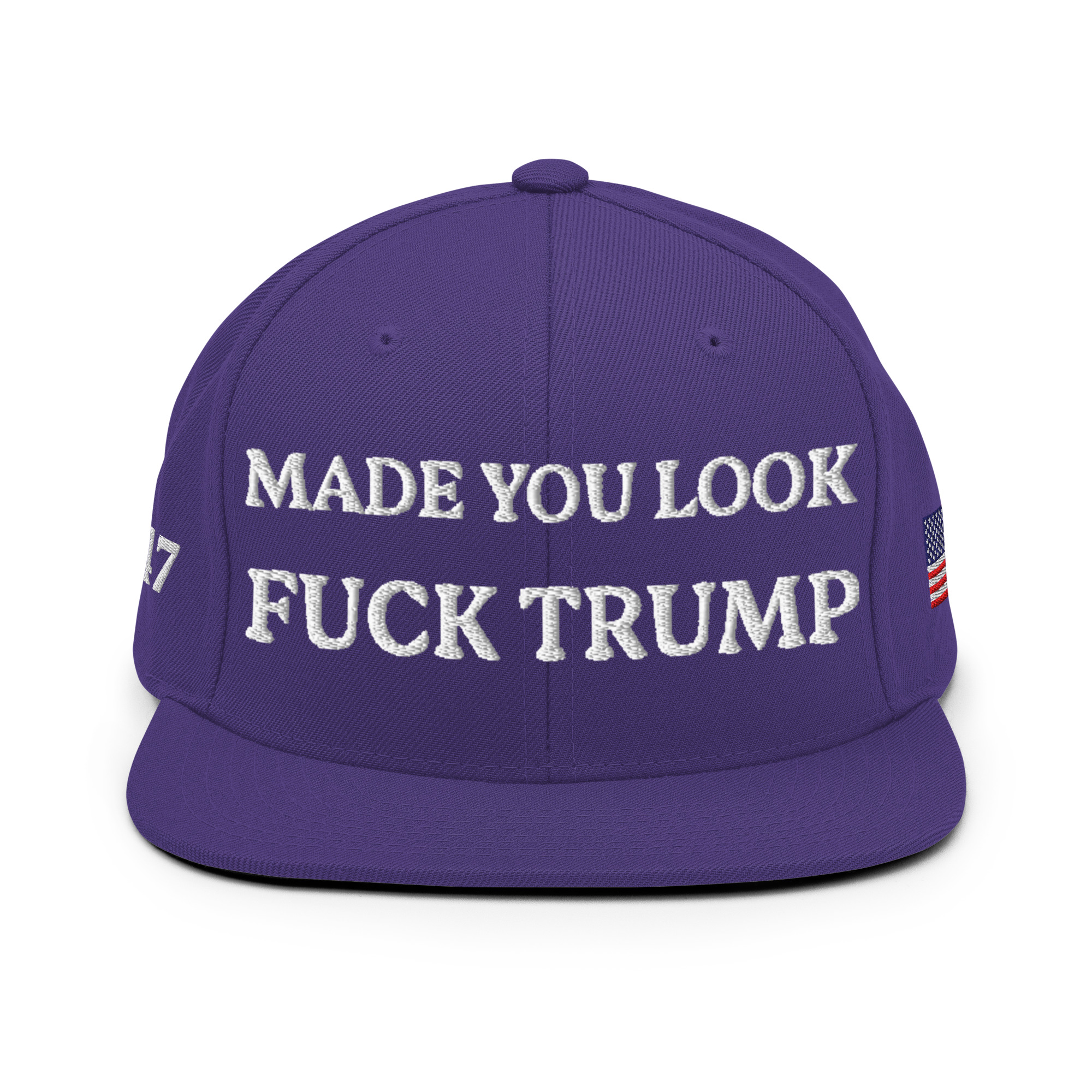 classic-snapback-purple-front-6aa59eccd59e0.jpg Made You Look - F*ck Trump Snapback Hat - Image 22
