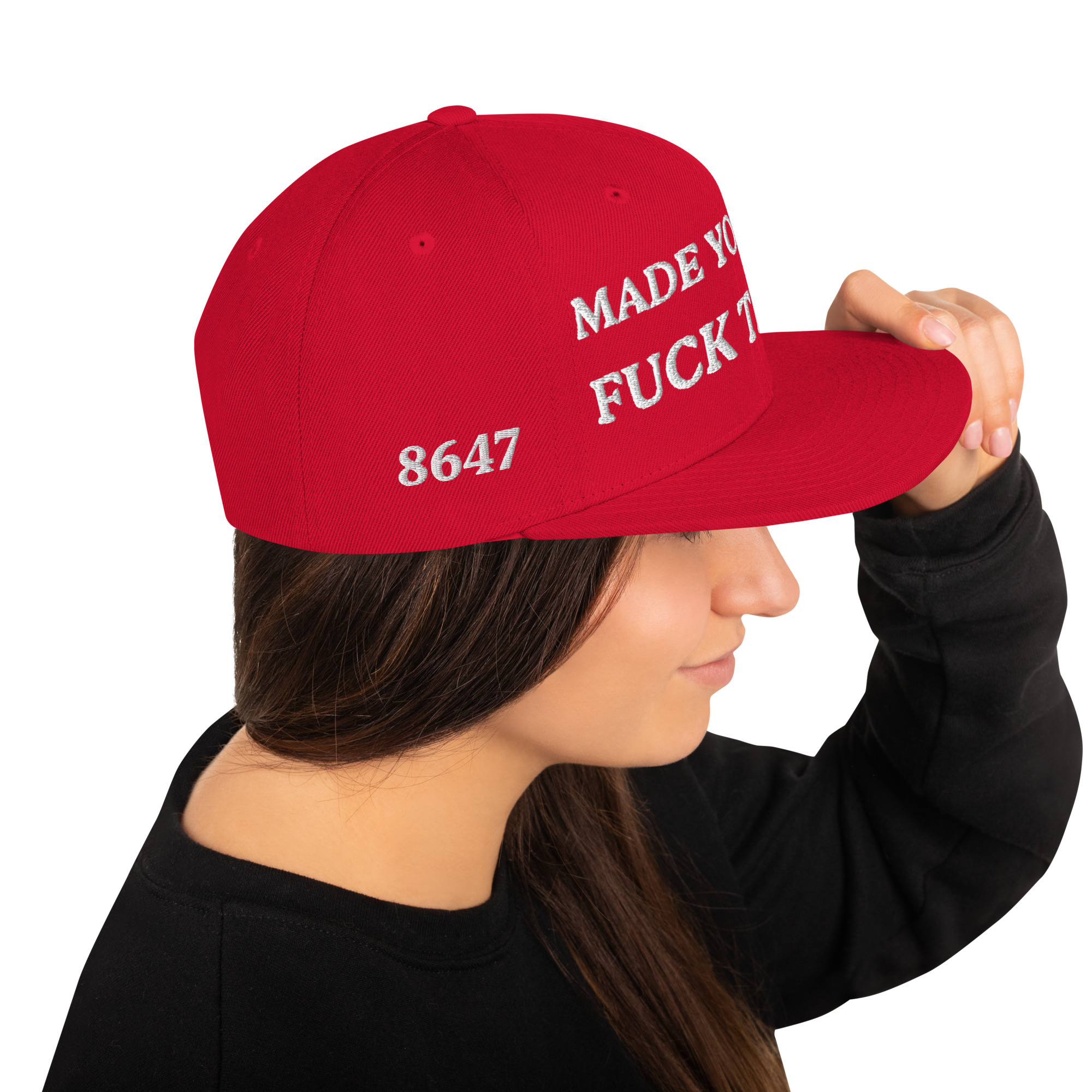 classic-snapback-red-right-side-6aa59fae82786.jpg Made You Look - F*ck Trump Snapback Hat - Image 33