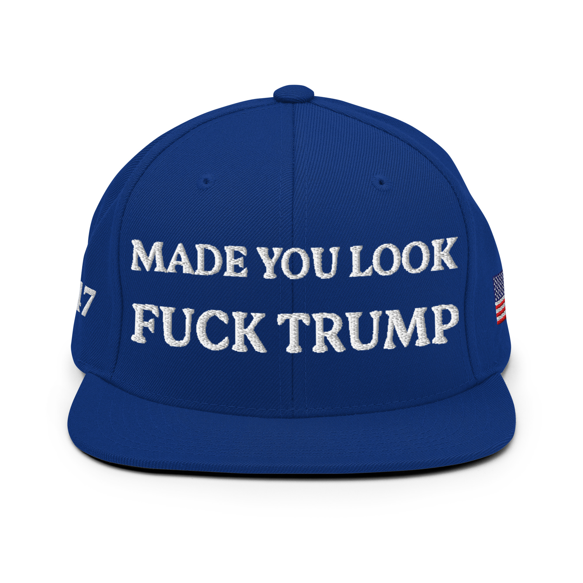 classic-snapback-royal-orange-front-6aa59eccd5a90.jpg Made You Look - F*ck Trump Snapback Hat - Image 26